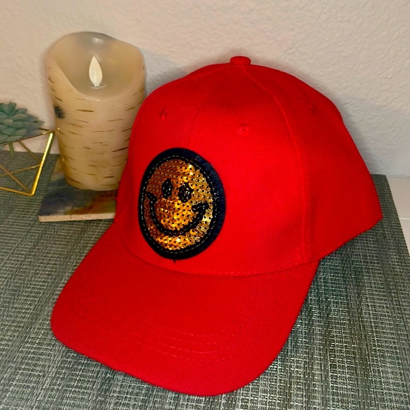 #46 Red Smile Emoji Baseball Cap 😀 - Picture 1 of 14
